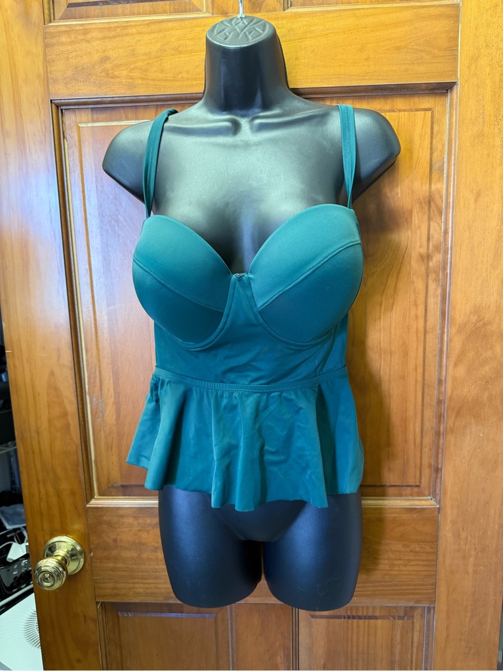 torrid Emerald Green Peplum Bandeau Swim Top